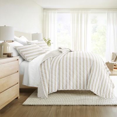 Becky Cameron All Season Coverlet Set – Super Soft Quilted Bedding in Classic Stripe Pattern by Becky Cameron, Classic Stripe Natural, Twin/Twin Extra Long — фото 2