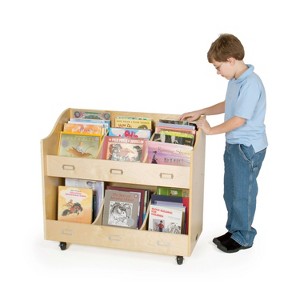Guidecraft Mobile Book Organizer - Natural: Kids Mobile Book Cart and Mobile Classroom Storage - 1 of 4