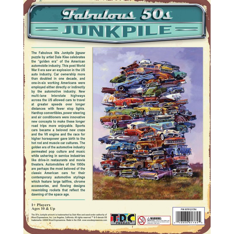 TDC Games Fabulous 50s Junkpile 1000 Piece Classic Car Jigsaw Puzzle - 26.75 x 19.25 inches when assembled, 3 of 5