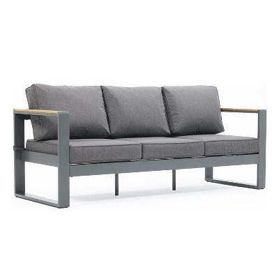 Aoodor Patio Furniture 3 Seater Aluminum Sofa Couch Deep Seat All-Weather Resistant Outdoor Conversation Set with Thick Cushions