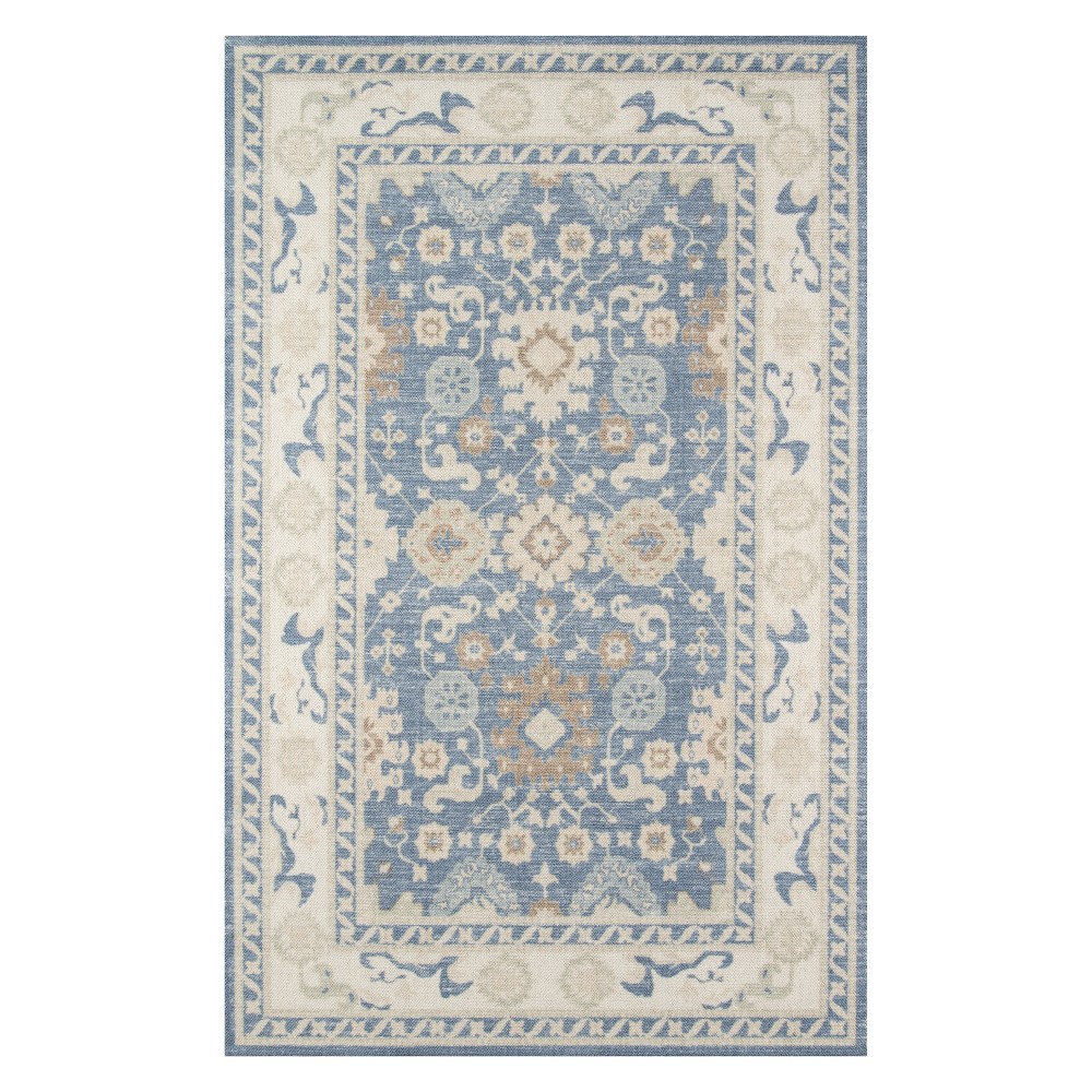  Floral Loomed Accent Rug Light Blue