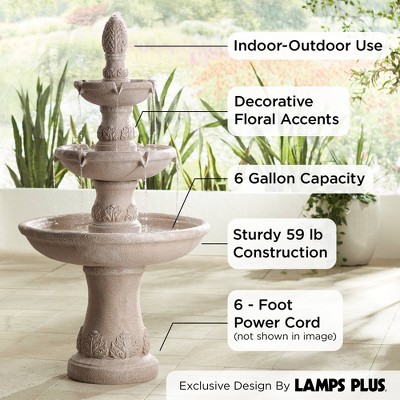 Domanico Tan Resin 57" 3-Tier Traditional Outdoor Water Fountain