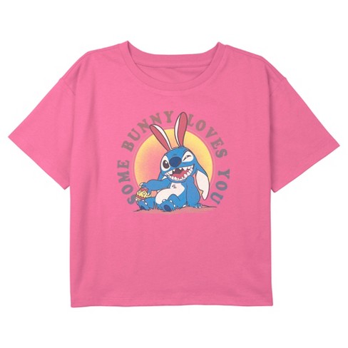 Girl's Lilo & Stitch Easter Some Bunny Loves You Crop Top T-Shirt - image 1 of 3