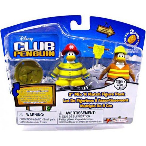 Club Penguin Mix N Match Series 6 Firefighter And Construction Worker Mini Figure Set - roblox series 3 the plaza action figures club dj with