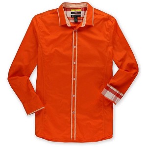 I.N.C International Concepts Mens Slim Fit Check Button Up Shirt, Orange, Large - 1 of 1