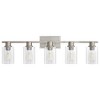 POWLIG 35-in 5-Light Nickel Modern Dimmable Bathroom Vanity Light with Cylindrical Glass Shade - 2 of 4