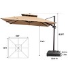 Pellebant 10.5FT Square Double Top Cantilever Umbrella Set Outdoor 360° Rotation 6 Heights Adjustable Offset Umbrella with Base - 2 of 4