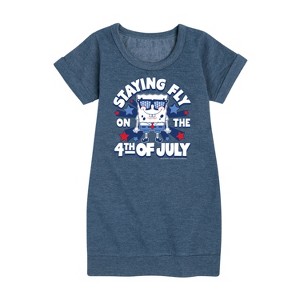 - SpongeBob SquarePants - Fly on 4th of July Graphic Short Sleeve Fleece Dress - 1 of 4