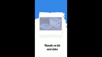 Large Clear Plastic Storage Containers with Blue Handles, Set of 6