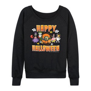 Women's - SpongeBob SquarePants - Happy Halloween Lightweight French Terry Wide Neck Long Sleeve Shirt - 1 of 4