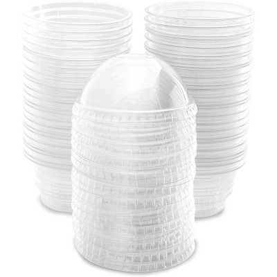 50 Pack 5 oz Clear Plastic Cups with Dome Lids for Ice Cream, Dessert, Mini Snack Bowls