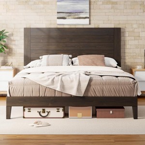 Mid-Century Modern Platform Bed with 48" Headboard - 1 of 4