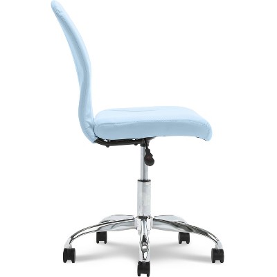 Ergonomic Sky Blue Faux Leather Low-Back Swivel Task Chair