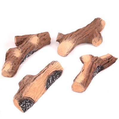 Barton 9-Piece Realistic Ceramic Birch Wood Fireplace Logs