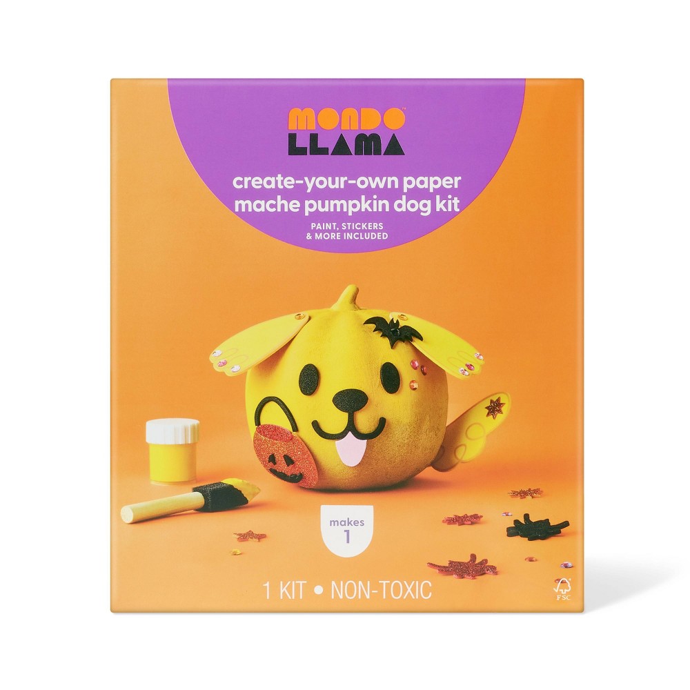 Halloween Craft Embellished Paper Mache Dog Pumpkin Painting Kit - Mondo Llama™
