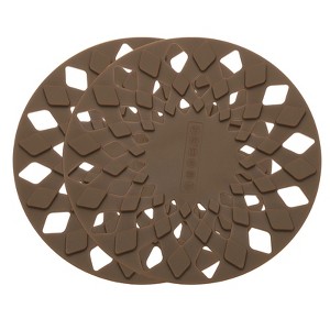 Unique Bargains Silicone Heat-Resistant Non-Slip Round Trivet Placemats 6.7" 2 Pcs - 1 of 4