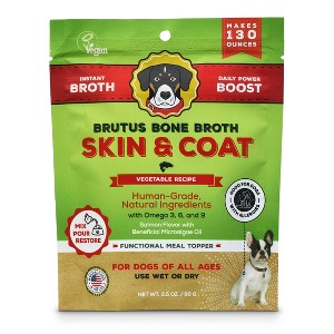 Brutus Bone Broth Skin and Coat Salmon Flavor Bone Broth Dog Vitamins and Supplements - 3.5oz - 1 of 4