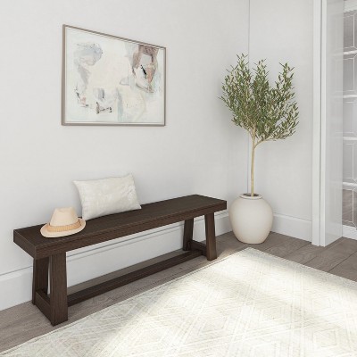 Walnut Wirebrush 60" Solid Wood Farmhouse Dining Bench