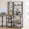 7-Tier Industrial Bakers Rack with Power Outlets – Microwave Stand with Wire Baskets, Hanging Hooks & Large Coffee Bar Station - 4 of 4