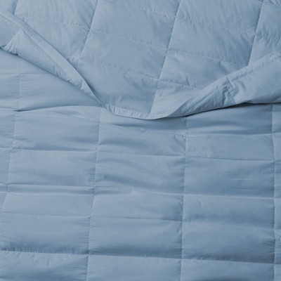 Luxurious Navy Cotton Down Blanket with Satin Trim, 108" x 90"