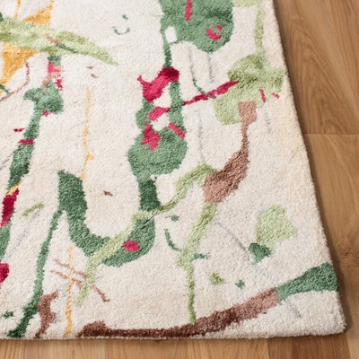 Ivory Multi Abstract Wool and Viscose 5' x 8' Area Rug