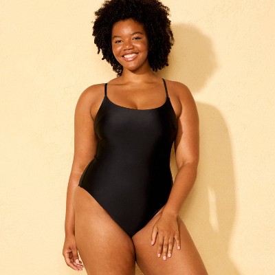 Shade & Shore Women's Scoop Neck High Leg Cheeky Coverage One Piece Swimsuit - Shade & Shore™ Black M — фото 4