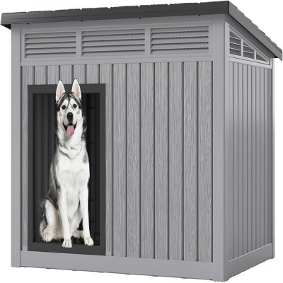 SEVOBAL Pet Crates and Houses Dog House Easy Assembly Open Roof Cleaning Weatherproof Spacious for Indoor and Outdoor, Gray, 42.87"*32.95"*31.61"