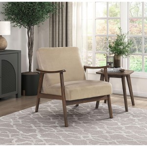NicBex Accent Chair Velvet Upholstery Wood Frame Arm Chair Lounge Chair High-Resiliency Foam Cushions Reading Chair Comfy Chair, Light Brown - 1 of 4