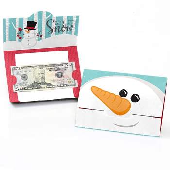 Big Dot of Happiness Let It Snow - Snowman - Holiday and Christmas Money and Gift Card Holders - Set of 8