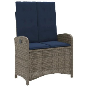 41.3"Reclining Patio Bench with Cushions Gray Poly Rattan - 1 of 4