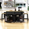 Bella Depot 48" Rolling Kitchen Storage Cart on 5 Wheels with with Drop Leaf,Power Outlet, 5 Open Side Racks for Kitchen,Dining Room - 3 of 4