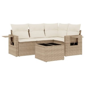 vidaXL Garden Sofa Set Beige PE rattan Medium Modular Garden Sofa Set - 1 of 4