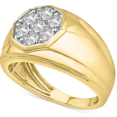 Pompeii3 1Ct Men's 7 Stone Diamond Ring in 14k Gold Lab Created