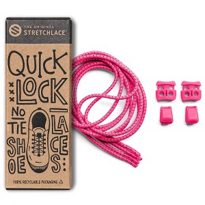 The Original Stretchlace Quick Lock No-Tie Elastic Shoelaces – Pink Adjustable Shoe Laces (1 Pair) - 1 of 4