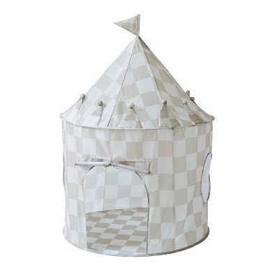 3 Sprouts Kids Recycled Fabric Play Tent - Checkerboard Beige
