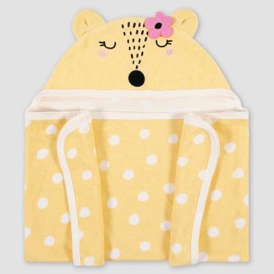 Gerber Baby Girls' Fox Hooded Bath Wrap - Gold