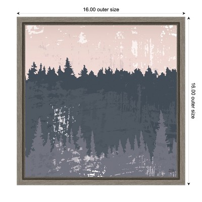 Evening Forest Abstract Landscape Canvas Wall Art in Gray Frame
