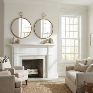 Wooakway 22"/26"W Gold Accent Wall Mirror Circle Decorative Mirror Bathroom Vanity Mirror Metal Frame for Living Room Bedroom Entryway 1/2-Piece - 1 of 4