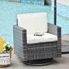 Outdoor Swivel Rocker, PE Wicker Dining Chair, 360 Degree Swivel Patio Glider with Cushions for Backyard, Lawn, Garden, Deck, Porch, Steel Frame - 2 of 4