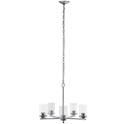 Elegant Chrome 5-Light Clear Glass Overhead Pendant Chandelier