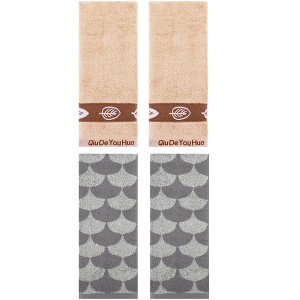 REGALWOVEN 4 Pcs Soft Comfortable Absorbent Geometric and Leaves Hand Towels 13" x 29" - 1 of 4