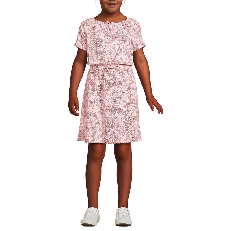 Lands' End Kids Short Sleeve Henley Jersey Dress, 2 of 3
