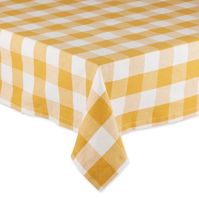 104" x 60" Cotton Buffalo Check Kitchen Tablecloth Gold - Design Imports