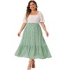 Agnes Orinda Women's Plus Size Stretchy High Waist Layered Flowy Pocket Floral Maxi A Line Skirts - 3 of 4