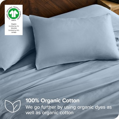 Dusty Blue Organic Cotton Full Bed Sheet Set