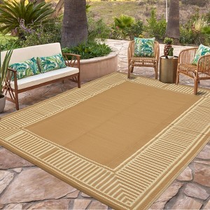 8x10 Modern Striped Outdoor Rug/ Foldable Lightweight Border Carpet ...