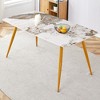 NicBex 62.2 Inch Rectangle Dining Table with Imitation Marble Pattern Sinterd Stone Tabletop for 6 to 8,Living Meeting Room,White - 2 of 4
