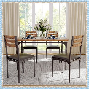 Jojoka 5 Piece Dining Table Set for 4, Industrial Farmhouse Kitchen Table & Chairs, Space-Saving Design for Small Apartments - 1 of 4