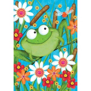 Froggy Fun Summer House Flag Floral 28" x 40" Briarwood Lane - 1 of 4