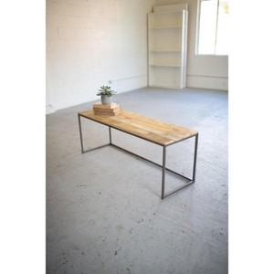Recycled Display Bench 18"H, Gunmetal Iron & Natural Wood, Gray Finish By Kalalou - 1 of 3